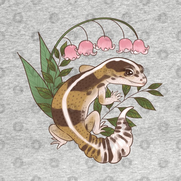 African Fat-Tailed Gecko with Lily of the Valley by starrypaige